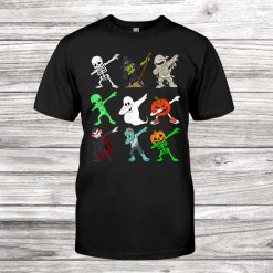 Halloween Dabbing Skeleton Witch And Monsters Boys Girl Kids Shirt
