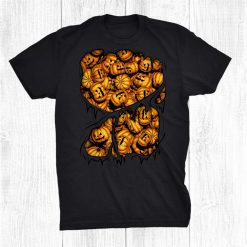 Halloween Evil Scary Pumpkin Pile Inside Costume Shirt