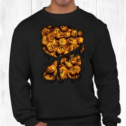 Halloween Evil Scary Pumpkin Pile Inside Costume Shirt