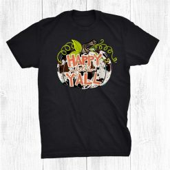 Halloween Happy Fall Yall Cow Print Cowhide Farm Farmer Shirt