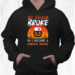 Halloween Nurses Tee Witch Broom Lpn Rn Dialysis Nurse Funny Shirt