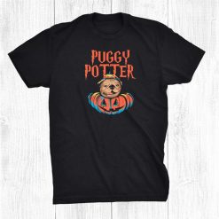 Halloween Puggy Potter Magic Wizard Pumpkin Funny Pug Shirt