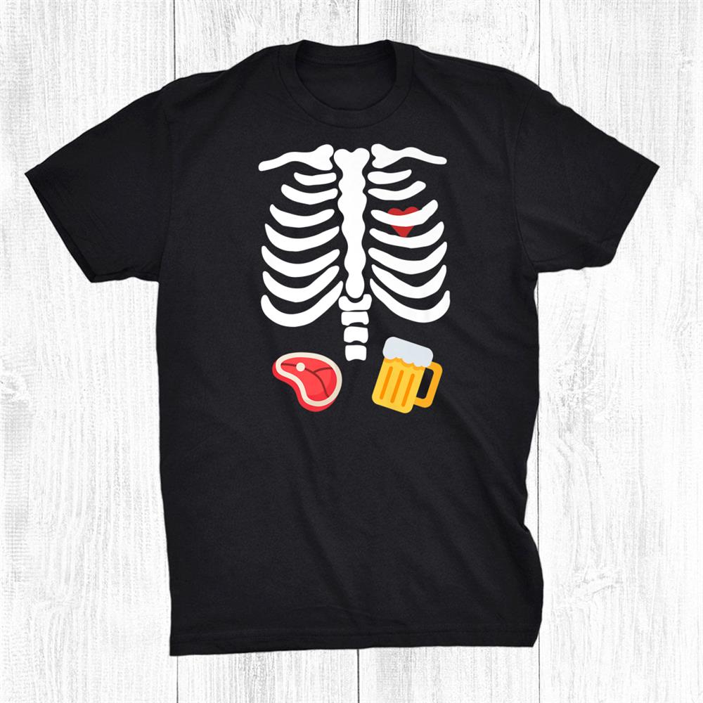 Halloween Skeleton Beer Steak Costume Funny Shirt