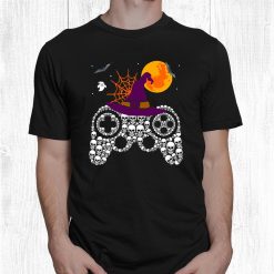 Halloween Skull Funny Gamer Witch Hat Gaming Kids Shirt