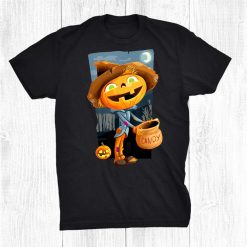 Halloween Wishes With Jack O Lantern Dressed As Scarecrow Shirt