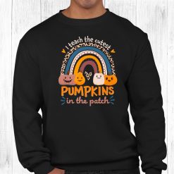 I Teach The Cutest Pumpkins Teacher Halloween Outfit Rainbow Shirt