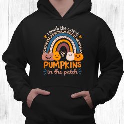I Teach The Cutest Pumpkins Teacher Halloween Outfit Rainbow Shirt