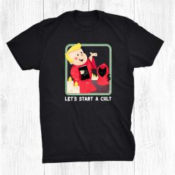 Let's Start A Cult Cute Cat Occult Satanic Cartoon Halloween Shirt