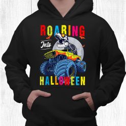Roaring Into Halloween Dinosaur Trex Monster Truck Halloween Shirt