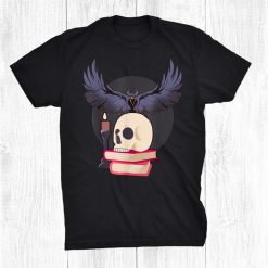 Scary Cursed Raven Enchanted Crow Skull Witch Halloween Shirt