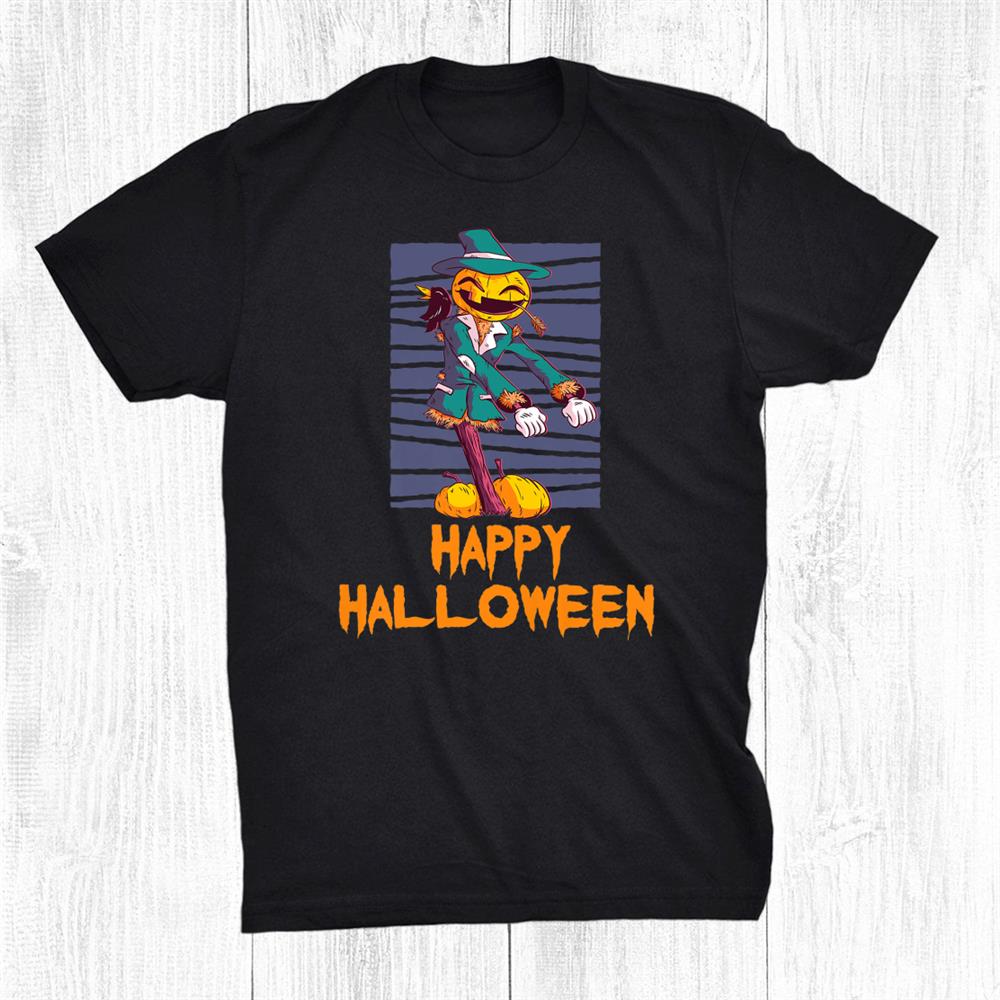 Scary Evil Pumpkin Scarecrow Spooky Halloween Funny Shirt