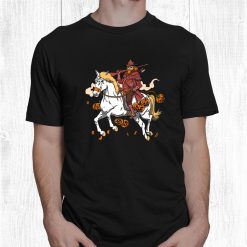 Scary Halloween Pumpkin Skeleton Hunter Riding Evil Horse Shirt