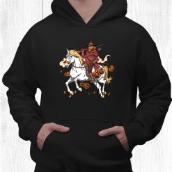 Scary Halloween Pumpkin Skeleton Hunter Riding Evil Horse Shirt