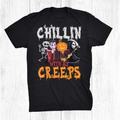 Skeleton Vampire Pumpkin Scarecrow Death Scythe Halloween Shirt