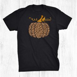 Vintage Halloween Leopard Pumpkin Autumn Thanksgiving Cute Shirt