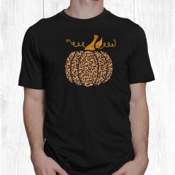 Vintage Halloween Leopard Pumpkin Autumn Thanksgiving Cute Shirt