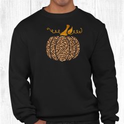 Vintage Halloween Leopard Pumpkin Autumn Thanksgiving Cute Shirt