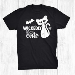 Wickedly Cute Halloween Cat Funny Halloween Shirt