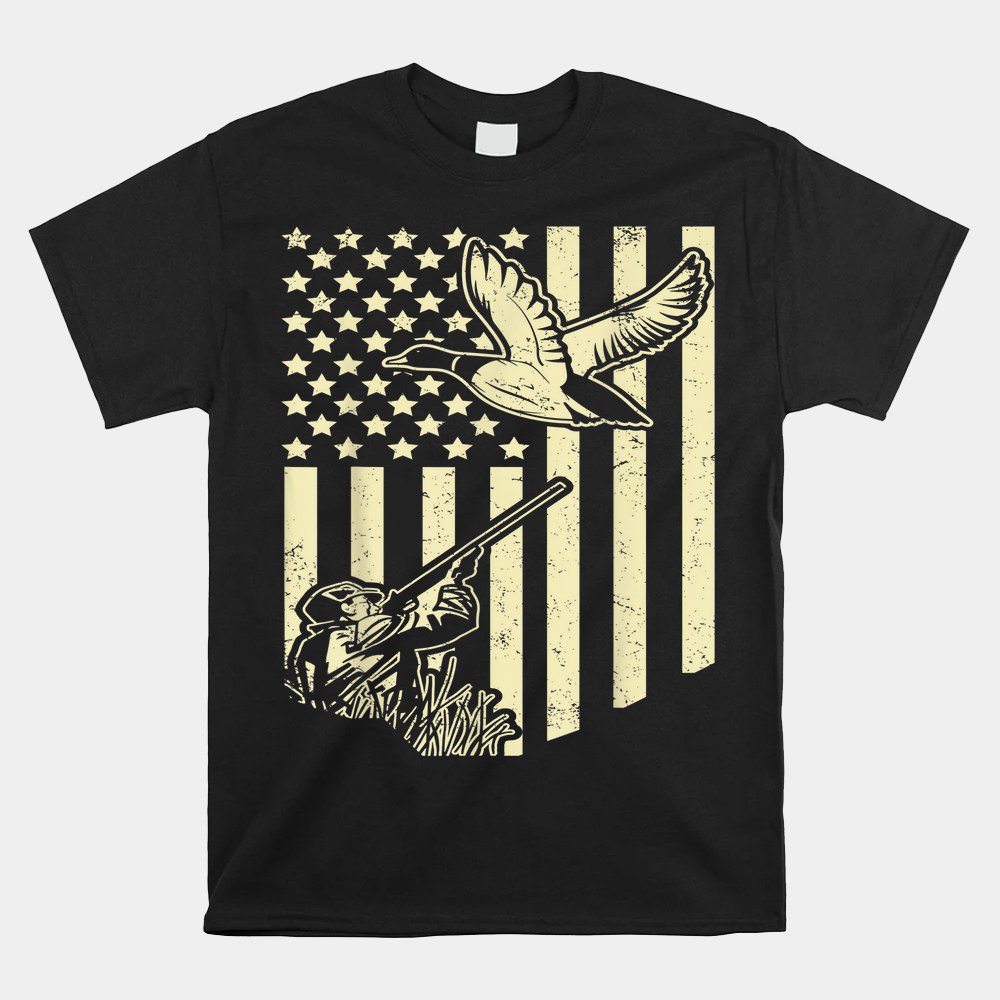 Duck Hunter American Flag Waterfowl Goose Hunting Camouflage Shirt