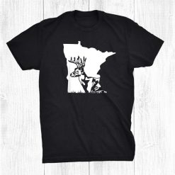 Hunting Buck Or Deer Minnesota Map Art Hunter Shirt