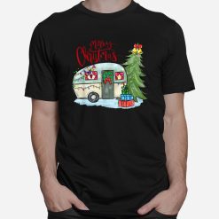Merry Christmas Happy Camper Funny Camping Life Family Xmas Shirt