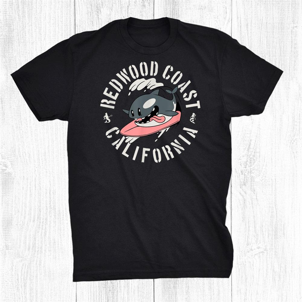 Redwood Coast California Surfing Orca Whale Beach Camping Shirt