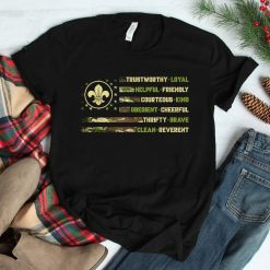 Scout Leader Scout Camping Camo US America Flag Shirt