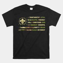 Scout Leader Scout Camping Camo US America Flag Shirt