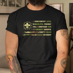 Scout Leader Scout Camping Camo US America Flag Shirt