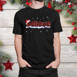 Believe Buffalo Plaid Santa Snowflake Christmas Shirt