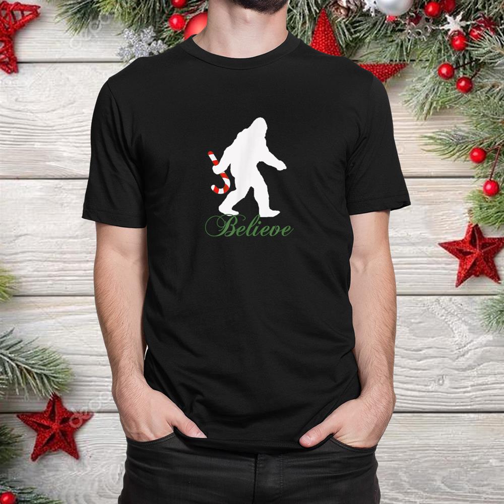 Bigfoot Sasquatch Yeti Believe Christmas Shirt