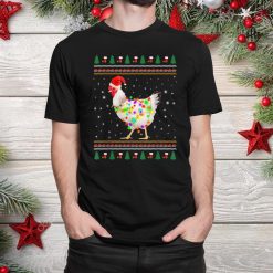 Chicken Lights With Santa Hat Christmas Shirt