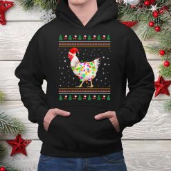 Chicken Lights With Santa Hat Christmas Shirt