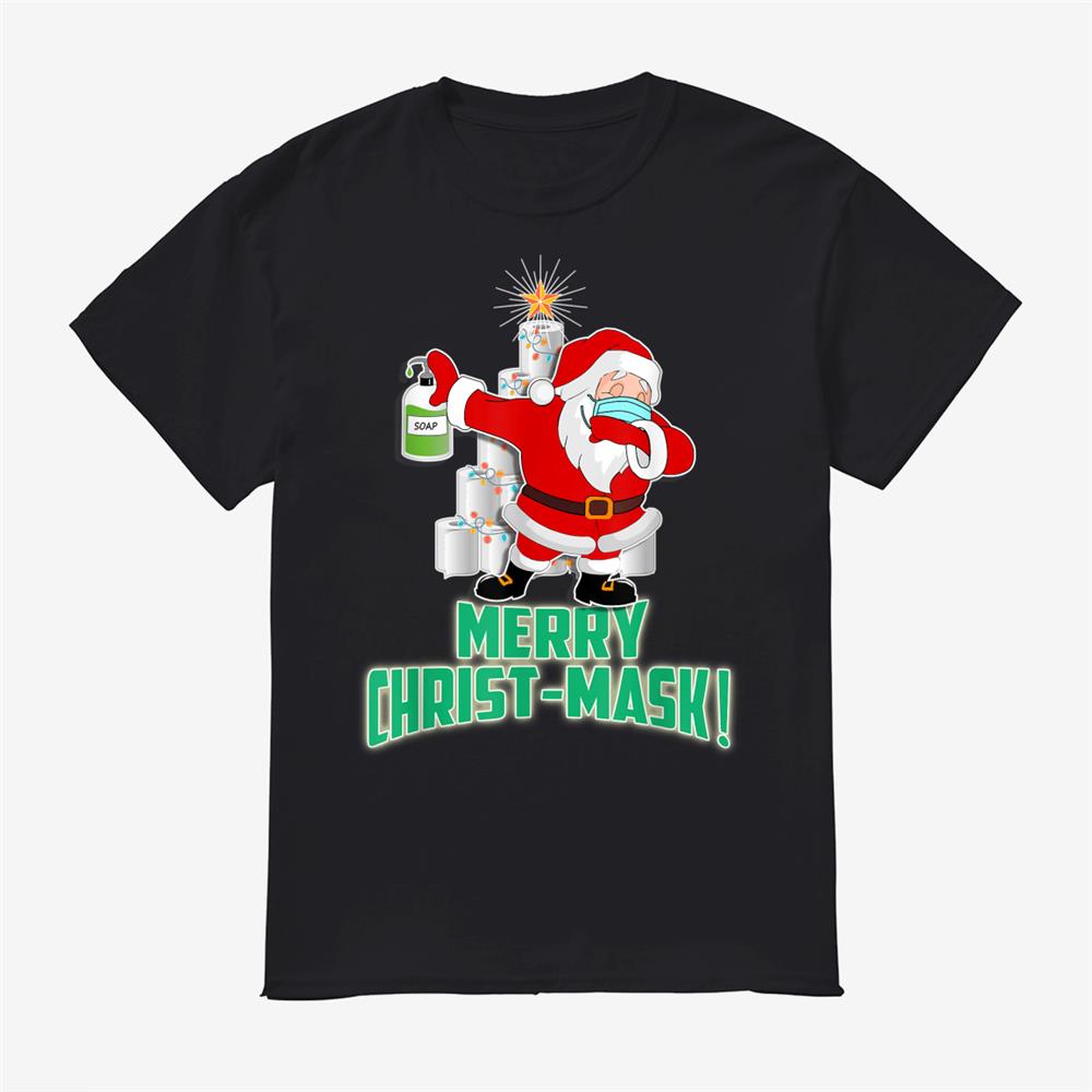 Christmask Santa Dabbing Wearing Mask Toilet Paper Tree Shirt