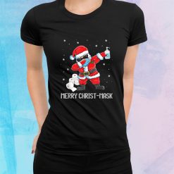 Dabbing Santa In Sunglasses Wearing Mask Funny Christmas Shirt