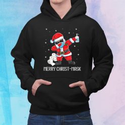 Dabbing Santa In Sunglasses Wearing Mask Funny Christmas Shirt