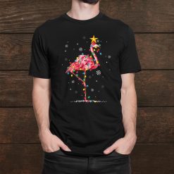 Flamingo Reindeer Santa Lights Funny Flamingo Christmas Shirt