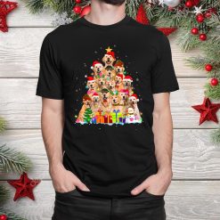 Golden Retriever Tree Dog Dad Mom Christmas Shirt