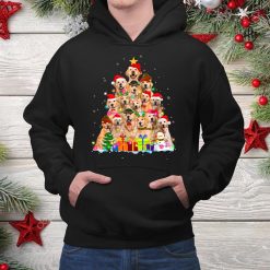 Golden Retriever Tree Dog Dad Mom Christmas Shirt