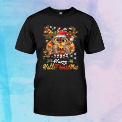 Owl Thankgiving Halloween Christmas Happy Hallothanksmas Shirt