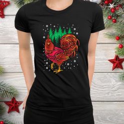 Rooster Xmas Chicken Lights Snowflakes Christmas Shirt