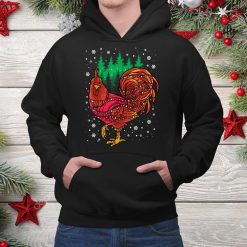 Rooster Xmas Chicken Lights Snowflakes Christmas Shirt