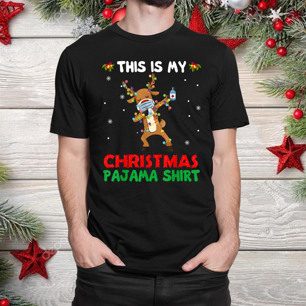 This Is My Christmas Pajama Shirt Reindeer Santa Lights Xmas Shirt