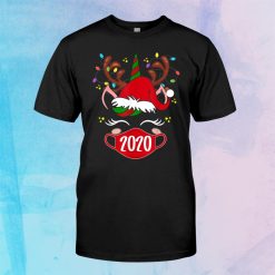 Tu Reindeer Unicorn Face Santa Christmas Light Costume Shirt