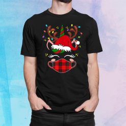 Tu Reindeer Unicorn Face Santa Christmas Red Plaid Shirt