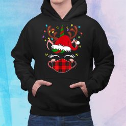 Tu Reindeer Unicorn Face Santa Christmas Red Plaid Shirt