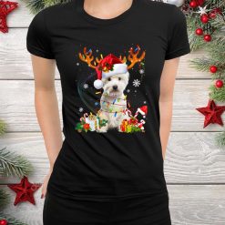 Westie Christmas Tree Reindeer Christmas Lights Pajama Funny Shirt